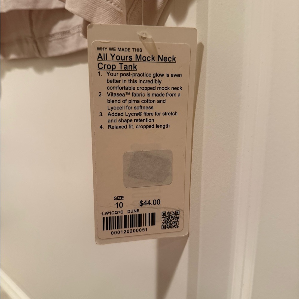 lululemon athletica All Yours Mock Neck
Crop Tank Dune — SIZE 10 - Picture 2 of 4